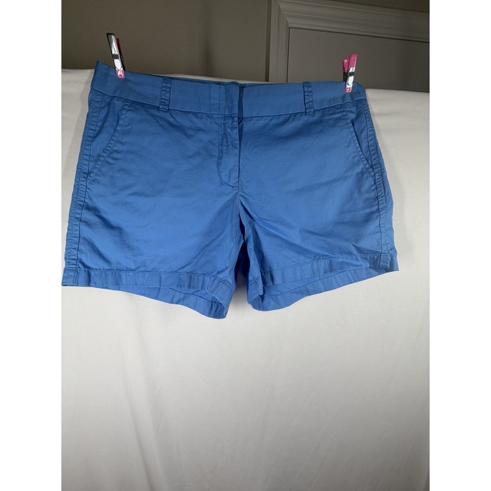 J. Crew Chino Shorts Women's 12 Blue Broken-In Cotton Mid Rise Casual 4" Inseam